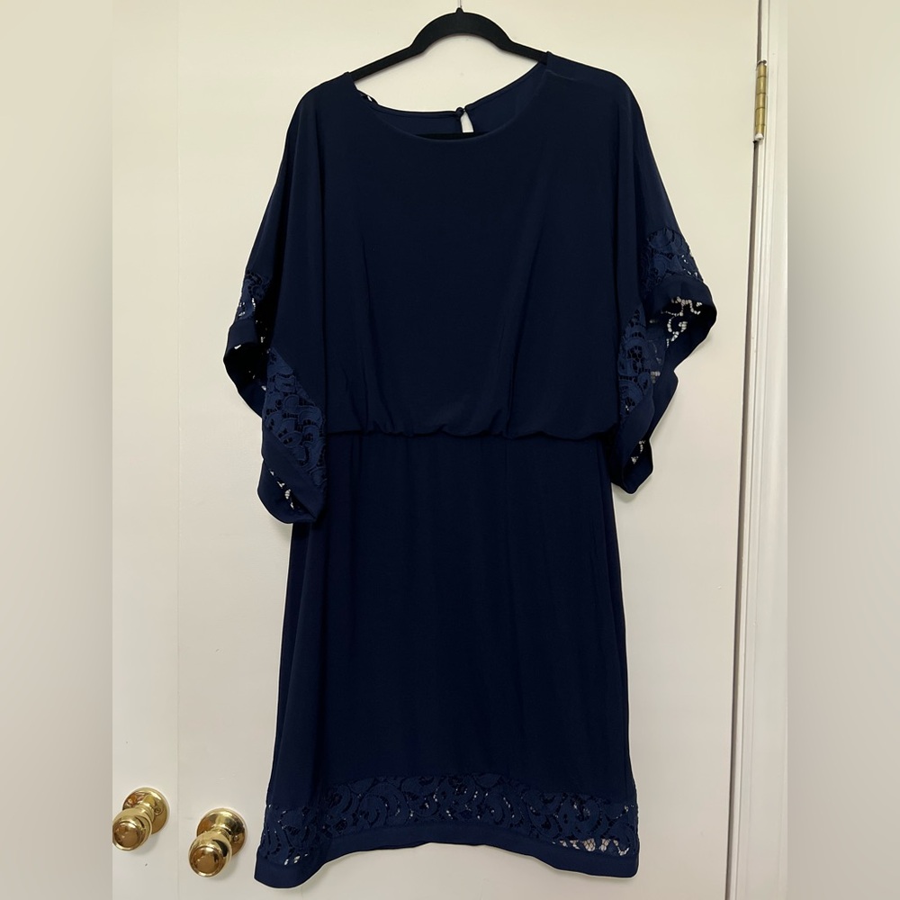 Jessica Howard Navy Lace Trim Dress, Size 14 – Elegant‎ and Sophisticated - Picture 2 of 7
